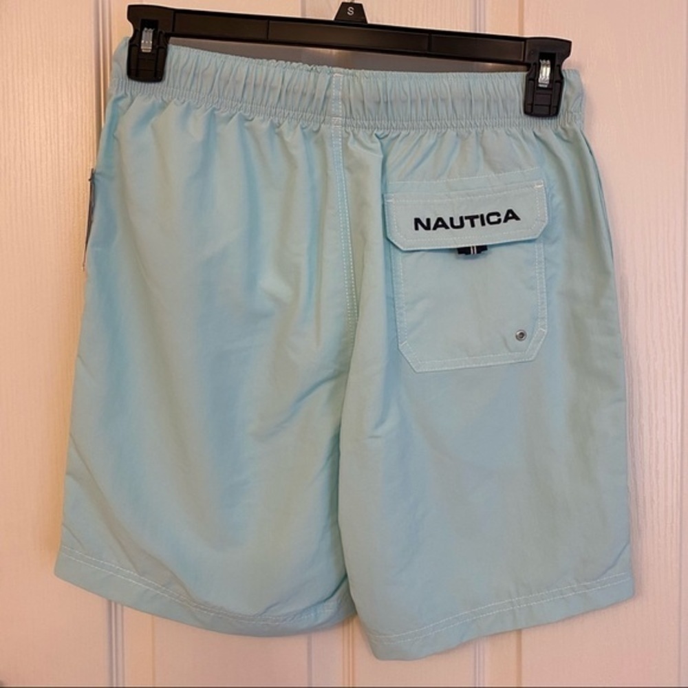 Nautica Men's Quick Dry Nylon 8" Swim Trunks in Aqualagoon Size S - Picture 3 of 6